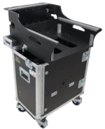 ProX flight case for Allen Heath SQ5 mixer showing hydraulic lift mechanism and latch detail