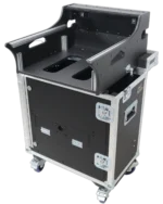 ProX flight case for Allen Heath SQ5 mixer showing hydraulic lifting handle and retractable design