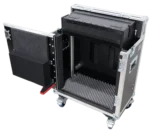 ProX flight case for Allen Heath SQ5 mixer showing rear panel with handles and connector access