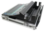 ProX flight case for Allen & Heath SQ5 mixer console with doghouse compartment and caster wheels, side profile view