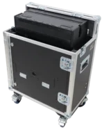 ProX hydraulic flight case for Allen Heath SQ5 mixer with easy retracting lifting handles in professional studio setting