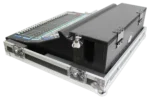 ProX flight case for Allen & Heath SQ6 mixer console with doghouse compartment and caster wheels in studio application