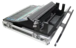 ProX flight case for Allen & Heath SQ6 digital audio mixer console, side profile showing caster wheels and doghouse compartment