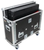 ProX flight case for Allen Heath SQ7 mixer showing hydraulic lift mechanism and latch detail