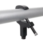 ProX aluminum C-clamp truss connector with side profile showing clamping mechanism and black finish