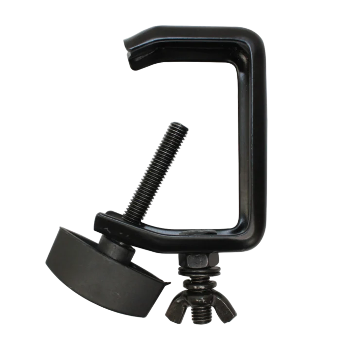 ProX aluminum C style M10 clamp with flat thumbscrew for 2 inch truss tube, black finish