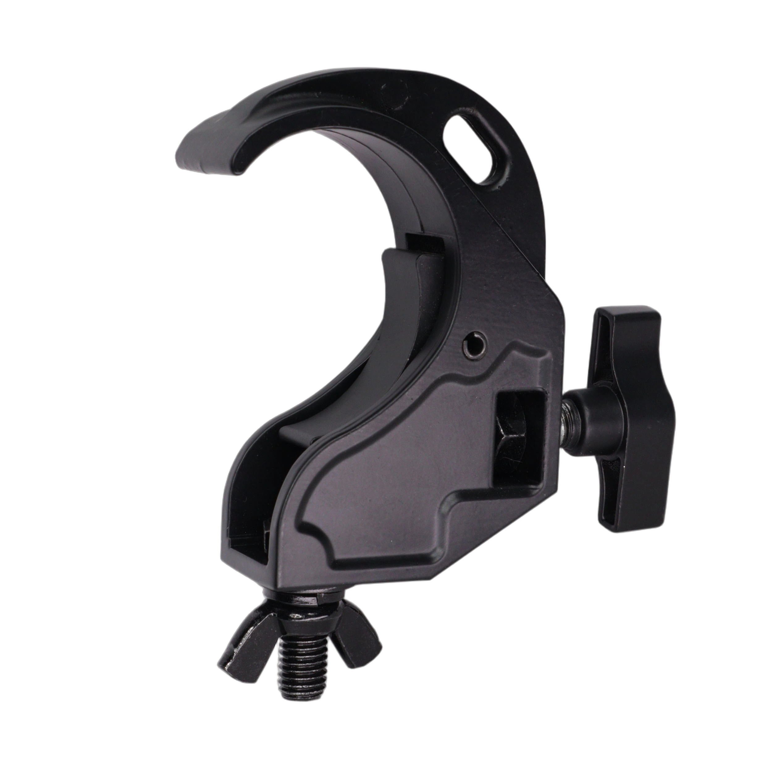 ProX Aluminum Hook Style M10 Clamp with Big Wing Knob ProX aluminum hook style M10 clamp with big wing knob for 2 inch truss tube, black finish