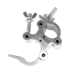 ProX aluminum O-style M10 dual clamp with big wing knob, side profile showing clamp mechanism