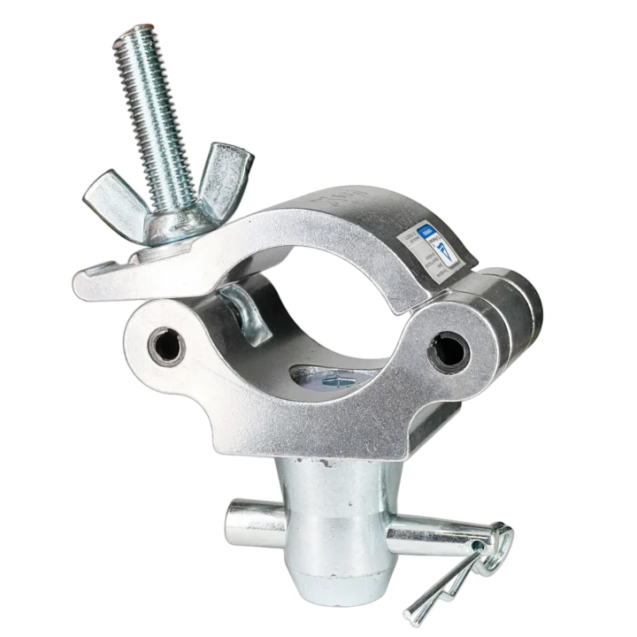 ProX Aluminum Pro M10 clamp with half-conical connector for 2 inch truss tube, front view
