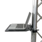 ProX aluminum truss shelf rear panel showing dual O-style pro clamps mounting hardware