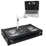 ProX articulating laptop tray arm pole with white finish mounting bracket close-up detail