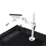 ProX articulating laptop tray arm pole with white finish mounting bracket and adjustment mechanism