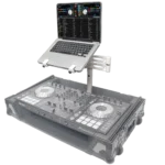 ProX articulating laptop tray arm pole with dimensional measurements and specifications diagram