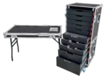 ProX ATA style 10 rolling utility drawer locking tool chest organizer flight case with folding table and casters