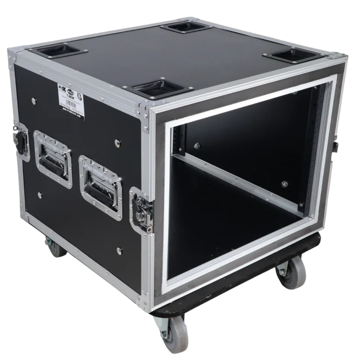 ProX ATA Style 8U shockproof rack mount flight case with reinforced corner protection and hardware detail