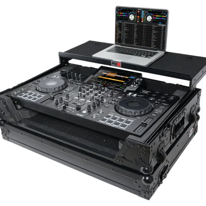 ProX ATA style black DJ controller case with laptop shelf and wheels for Pioneer DDJ-REV5 XDJ-RX3 RX2