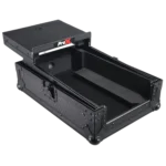 ProX ATA flight case for Pioneer DJM-S7 DJ mixer with integrated laptop shelf in black finish
