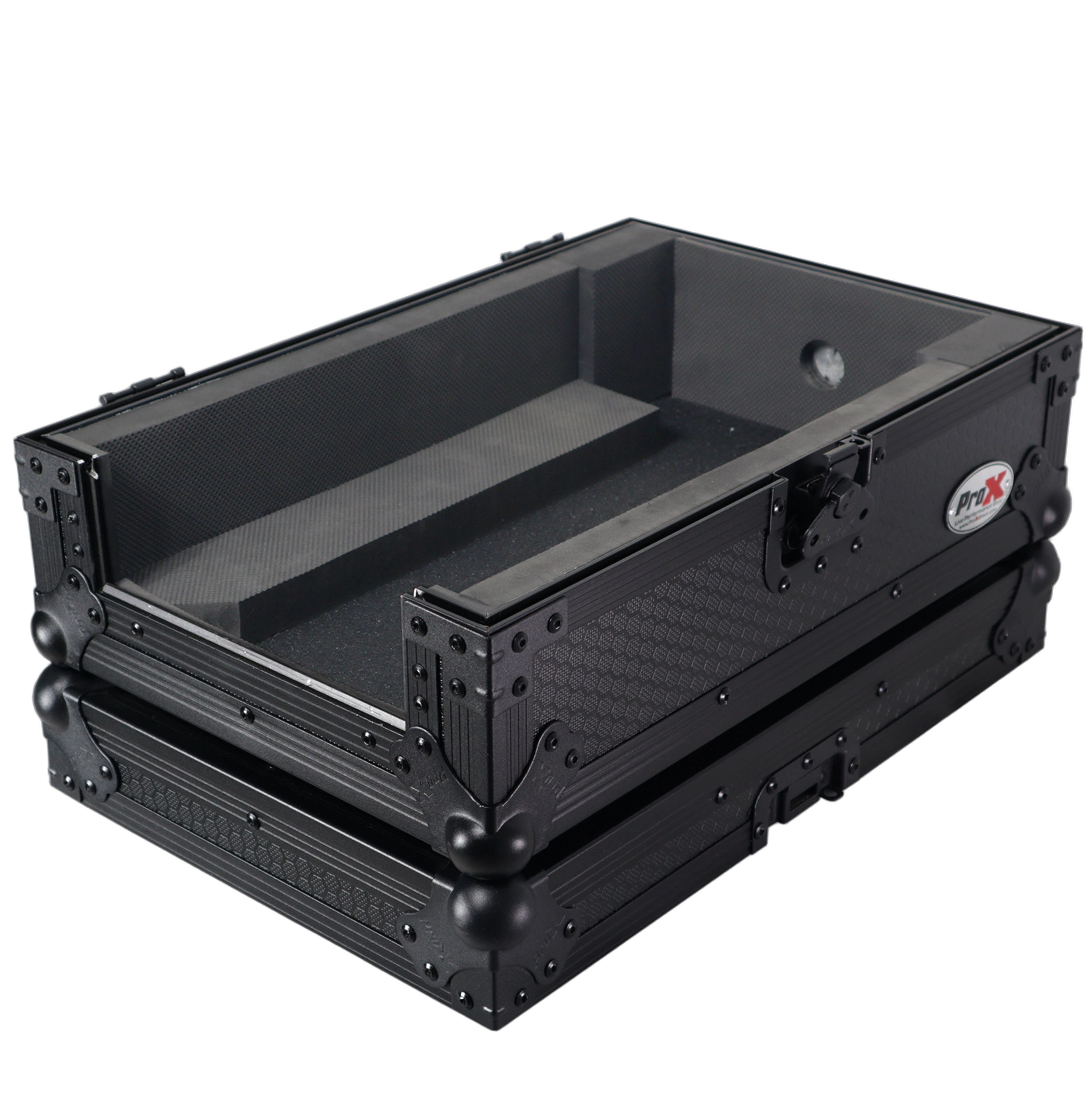 ProX ATA Flight Case Pioneer DJM-S7 Mixer Front View ProX ATA flight case for Pioneer DJM-S7 DJ mixer, black finish, front panel view with handles