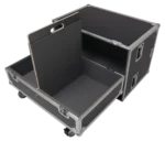ProX ATA flight case for QSC KC12 subwoofer showing rear panel handles and connectors