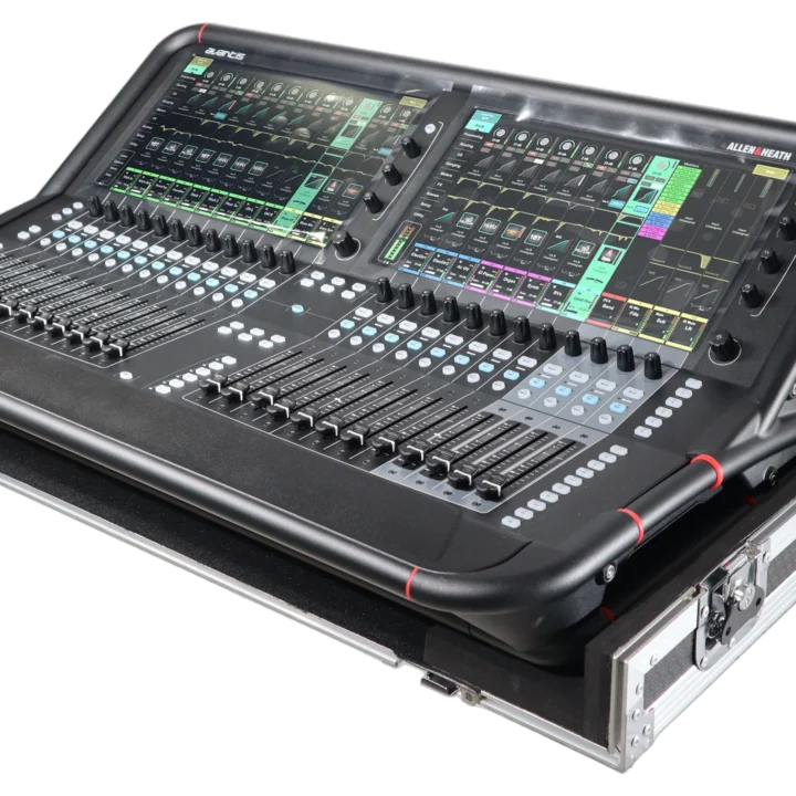 ProX ATA flight case for Allen & Heath AVANTIS digital audio mixer with doghouse compartment and caster wheels