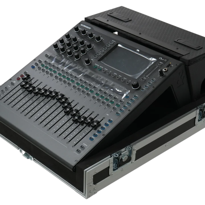 ProX ATA flight case for Allen & Heath QU5 digital audio mixer console with doghouse compartment and caster wheels