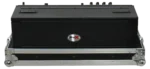 ProX ATA flight case for Allen & Heath QU6 digital mixer with doghouse compartment and caster wheels in studio setting