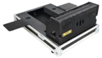 ProX ATA flight case for Behringer WING compact mixer showing doghouse compartment and caster wheel detail