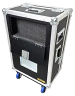 ProX ATA flight case for Behringer WING compact mixer with doghouse compartment and caster wheels, side profile view