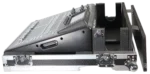 ProX ATA flight case for Behringer X32 Compact mixer with doghouse compartment and caster wheels, side profile view