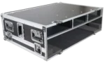 ProX ATA flight case for Behringer X32 digital mixer with doghouse compartment and caster wheels dimensional specifications diagram