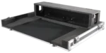 ProX ATA flight case for Behringer X32 mixer showing doghouse compartment storage detail with secure latching mechanism