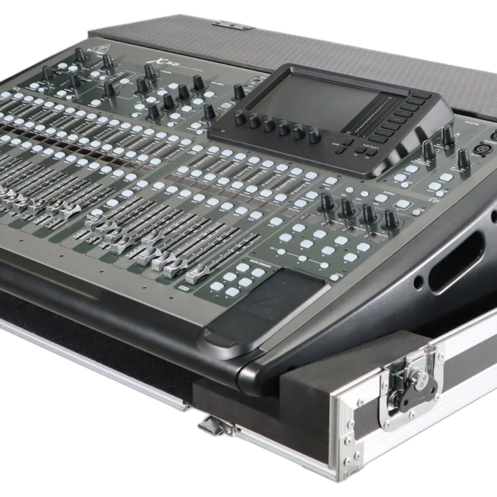 ProX ATA flight case for Behringer X32 digital audio mixer with doghouse compartment and caster wheels