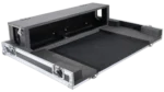 ProX ATA flight case for Behringer X32 digital mixer with doghouse compartment and caster wheels in professional studio setting