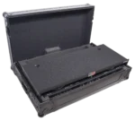 ProX ATA flight case for Pioneer DDJ-FLX10 mixer with laptop shelf and wheels, side profile view