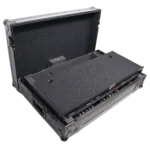 ProX ATA style flight case for Pioneer DDJ-REV7 DJ controller, side profile showing wheels and rackspace