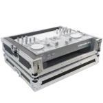ProX ATA style flight case for Denon DJ Prime Go digital controller, silver and black finish, front view