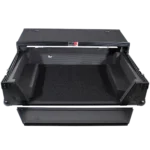 ProX ATA flight case for Denon PRIME 2 DJ controller with integrated laptop shelf in professional studio setup