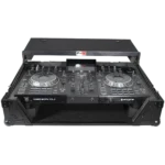 ProX ATA flight case for Denon PRIME 2 DJ controller showing rear panel connections and cable management