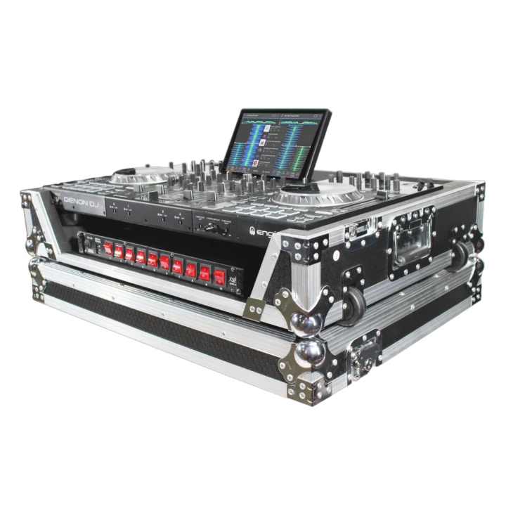 ProX ATA flight case for Denon PRIME 4 DJ controller with wheels and 1U rack space