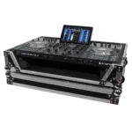 ProX ATA flight case for Denon PRIME 4 DJ controller with wheels and 1U rack space, side profile view