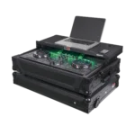 ProX ATA flight case for Denon SC Live 2 controller with laptop shelf and RGB LED lighting, side profile view