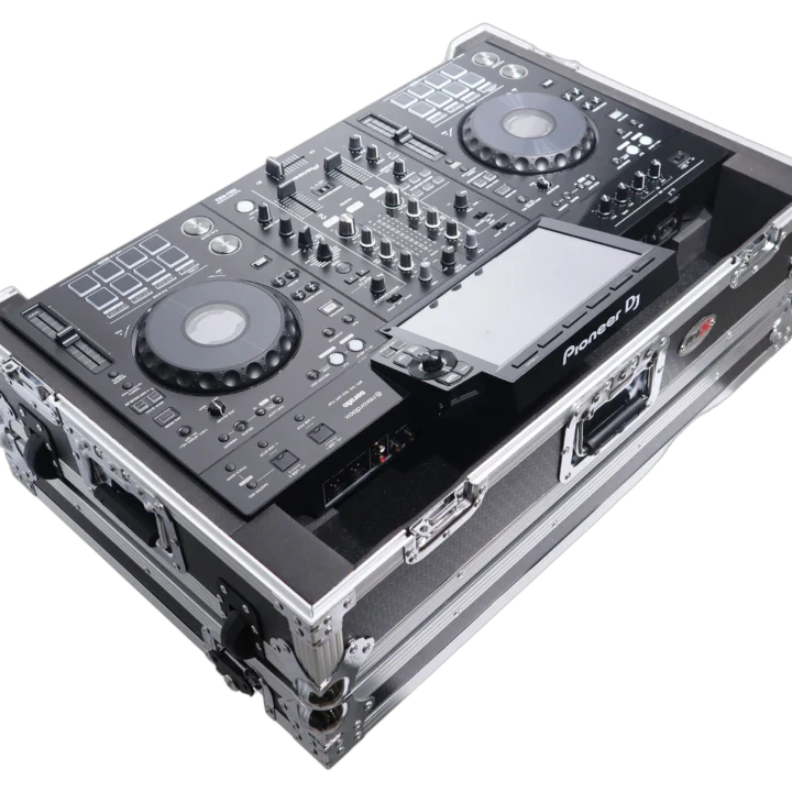ProX ATA flight case for Pioneer DDJ-REV5 XDJ-RX3 DJ controller with wheels and 1U rack space, side profile view
