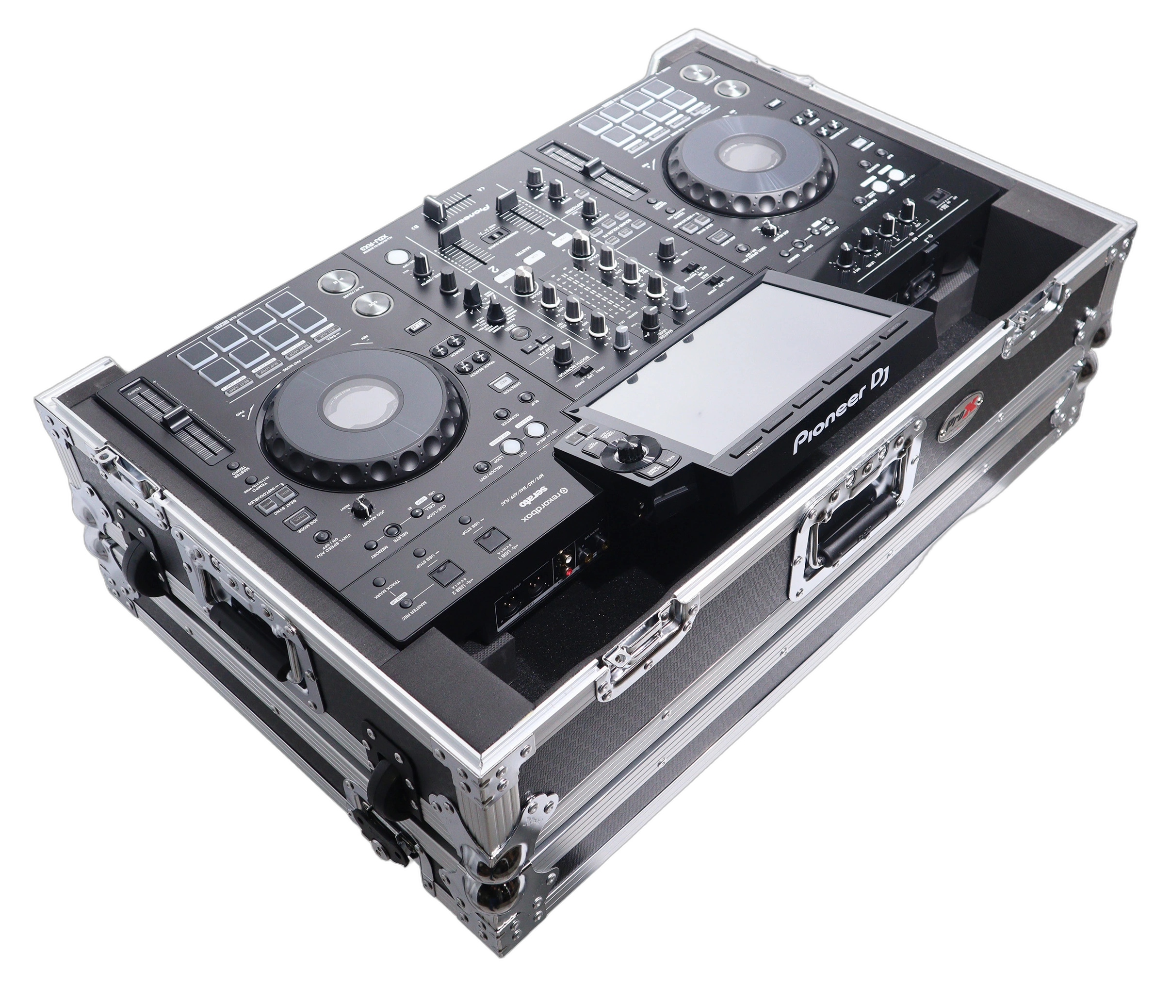 ProX ATA Flight Case Pioneer DJ Controller Side View ProX ATA flight case for Pioneer DDJ-REV5 XDJ-RX3 DJ controller with wheels and 1U rack space, side profile view