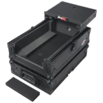ProX ATA flight case for Pioneer DJM-S7 and DJM-S9 DJ mixer with integrated laptop shelf and black finish