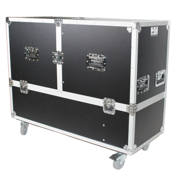 ProX ATA flight case interior with foam padding designed for two RCF EVOX12 or EV Evolve 50 speakers