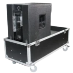 ProX ATA flight case for two RCF EVOX12 speakers and subwoofers, side profile view showing rugged construction
