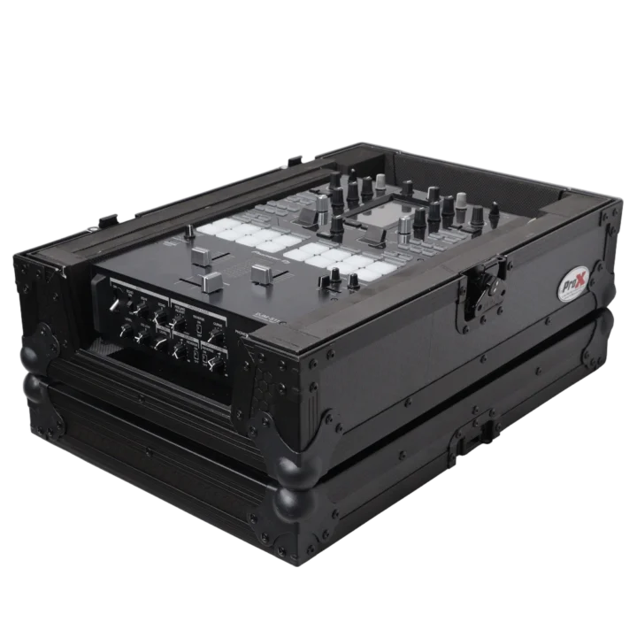 ProX ATA flight style road case black finish for Pioneer DJM S11 and RANE mixer equipment