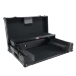 ProX ATA flight case for Mixon 8 Pro mixer featuring integrated laptop shelf and LED lighting detail