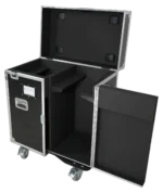 ProX ATA flight case for two large moving head lighting fixtures with dimensional specifications and caster details