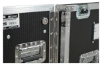 ProX ATA flight case for two large moving head lighting fixtures with dimensional specifications and caster details